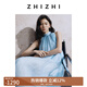 致知ZHIZHI 向湖邊 飄帶領(lǐng)露肩A字連衣裙2025新款夏日多巴胺穿搭 冰河藍(lán) M