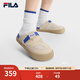 FILA 斐樂(lè)官方女鞋SMILA摩登拖鞋2025夏季新款元?dú)馔闲蓍e勃肯鞋 糙米黃-BR 38