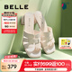 百麗（Belle）簡約一字拖女商場同款編織休閑拖鞋A8Z1DBT4 米白-粗跟款 38 (240mm)