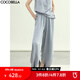 COCOBELLA[100%醋酸]奢感氣質(zhì)休閑褲女遮胯通勤鐮刀褲PA3082 氣質(zhì)藍(lán)調(diào) L