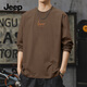 JEEP SPIRIT吉普純棉秋季長(cháng)袖t恤男高級感休閑寬松上衣透氣親膚復古重磅體恤