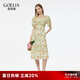 歌莉婭連衣裙夏季新款出游穿搭夏夢(mèng)金橘方領(lǐng)收腰棉質(zhì)印花裙子1E5C4K700 8CD夏夢(mèng)金橘 S