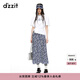 DZZIT【爆款補單】碎花裙地素半身裙夏季雪紡面料夏日裙子女 深藍(lán)色(半身裙) M