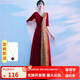 大合唱團體演出服裝女成人長裙2025新款舞臺歌頌指揮服合唱團禮服 紅色【金絲絨舞臺主持人】 XL