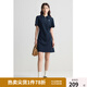 獨(dú)束大碼女裝【雙色雙版】氣質(zhì)休閑Polo領(lǐng)連衣裙女夏裝新款簡約裙子 星空藍(lán)-短款 2XL (尺碼：4)