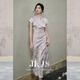 JK&JSJKJS【碧聆風(fēng)】人絲提花 國風(fēng)旗袍女新中式長裙氣質(zhì)高級(jí)感連衣裙 紫色 S