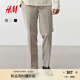 H&M男士休閑褲2025年夏季新款標(biāo)準(zhǔn)版型亞麻混紡精裁長褲1268084 淺米色001 32 170/82