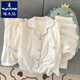 啄木鳥日系少女豹紋KT貓大碼睡衣女春夏季短袖云朵紗布可愛三件套裝 (沒有胸墊)【云朵棉】三件套：彩 4XL (建議180-200斤)