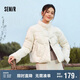 森馬（Semir）棉服女設計感提花緞面國風2024冬毛領盤扣寬松外套新109724112005