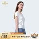 喬萬尼短袖T恤女圓領純色短袖女2025夏季修身顯瘦休閑打底衫女EZ2C141 椰奶白 M