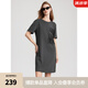 ELLE法式灰色流蘇寬松連衣裙女2025夏新款休閑設(shè)計感時髦T恤裙子 深灰 L