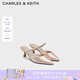 CHARLES&KEITH亮鉆一字帶尖頭高跟穆勒拖鞋七夕禮物送女友CK1-60920353 Light Pink淺粉色 39