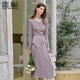 香影法式紫色針織連衣裙女2026春季新款披肩兩件套溫柔風(fēng)優(yōu)雅長(cháng)裙 紫色 S 155/80A/85-95斤