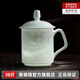景德鎮(zhèn)（jdz）陶瓷家用中式手工長城茶杯茶具帶蓋辦公泡茶杯喝茶水杯送老師禮物 影青浮雕長城茶杯