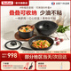 特福（Tefal）百變鍋 鑄鋁紅心不粘鍋炒菜鍋煎鍋可拆卸把手套裝電磁爐明火通用 黑美人- 6件套