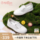 金利來（goldlion）女鞋春夏簡約小白鞋網(wǎng)面透氣免系帶平底休閑鞋女668220190白杏37