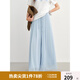獨(dú)束大碼女裝黑色褲子女夏寬松闊腿褲2025新款裙褲松緊腰顯瘦長(zhǎng)褲 晴空藍(lán) 2XL （尺碼：4）
