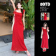 微光里 小飛袖法式波點(diǎn)紅色吊帶連衣裙子女夏2025新款海邊度假絕美長裙 【紅色波點(diǎn)連衣裙】S