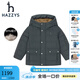 哈吉斯（HAZZYS）【進口款】童裝冬新款男童簡約保暖舒適中長款羽絨服 墨綠 145