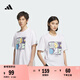 adidas情侶款休閑純棉上衣圓領(lǐng)短袖T恤男女夏季新款阿迪達斯官方 白色     M