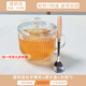 德蒂芙燕麥牛奶早餐杯家用玻璃杯大容量喝水杯帶蓋勺杯子女咖啡杯泡茶杯 透明豎紋早餐杯 提手蓋 木柄勺