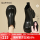 達芙妮（DAPHNE）短靴女秋冬加絨加厚冬季新款英倫風保暖皮靴冬款瘦瘦靴冬 黑色 單層 跟高6cm 37 (235mm)