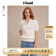 ELAND衣戀針織T恤女絞花polo領(lǐng)修身顯瘦短袖上衣2025夏季新款 灰色(15)Grey S /160