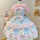 閃動少女（SHANDONGSHAONV）Lolita洋裝可愛jsk吊帶洛麗塔連衣裙夏天 藍(lán)粉色jsk吊帶裙+背后蝴蝶結(jié) S (90斤以下)