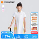 moodytiger女童連衣裙涼感速干25年夏季新品兒童裙子吸濕排汗短袖polo運(yùn)動(dòng)裙 云朵白 140 cm