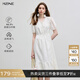 KBNE連衣裙女萊賽爾歐若假日風(fēng)V領(lǐng)蕾絲裙2025夏季新款法式長(zhǎng)裙女 淺米色 XL