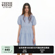 Teenie Weenie小熊女裝連衣裙2025春季新款簡(jiǎn)約清新少女簡(jiǎn)約中長(zhǎng)裙 藍(lán)色 S