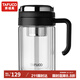 泰福高（TAFUCO）玻璃杯禮盒裝 茶杯茶水分離大容量水杯子 480ml 騎士黑 T6179