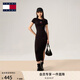 TOMMY JEANS【性感辣妹】25夏季女緊身包臀針織長裙/螺紋海邊吊帶連衣裙 【緊身短袖】黑色BDS S