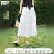對白萊賽爾法式繡花白色半身裙女2025夏新款重工蕾絲鏤空a字長裙 月光白 M