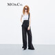 MO&Co.寬松直筒側開(kāi)叉顯瘦美式復古休閑牛仔背帶褲