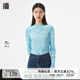 播春夏季新款修身顯瘦套頭簡約通勤圓領(lǐng)T恤女DDQ2YD5272 BA4西子藍(lán)花 S