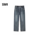 森馬（Semir）牛仔褲男復(fù)古水洗寬松直筒褲秋季黑色長褲抽繩褲子潮103524124108