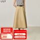 LILY【商場同款】秋新款極簡風高腰百搭通勤A字半身裙傘裙女 704駝咖 M