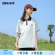 朱阿姨女大童短袖t恤夏季2025新款polo衫初中生青少年女孩夏裝半袖上衣 藍(lán)色 175