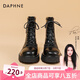 達(dá)芙妮（DAPHNE）馬丁靴女2025秋冬系帶英倫風(fēng)加絨中筒短靴黑白經(jīng)典款時尚女靴 黑色【主圖款單里】 37