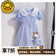 G.DUCKKIDS女童連衣裙夏季2025年新款洋氣娃娃領(lǐng)格子公主裙夏裝薄款兒童裙子 藍(lán)色 120 (建議身高110cm  6-7歲)