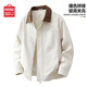 名創(chuàng)優(yōu)品（MINISO）美式飛行夾克男士秋季新款潮牌寬松休閑工裝外套男春秋大碼派克服 米白 XL /180(體重140-160斤)