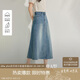 茵曼復(fù)古洗水牛仔半身裙夏季女裝百搭高腰顯瘦a字中長牛仔裙 牛仔藍 L