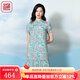 漁（FC SG）漁牌女裝連衣裙2023女新款印花小立領(lǐng)新中式改良旗袍女FGFB0091 淺綠 M