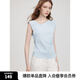 ELLE法式藍(lán)色鏈條優(yōu)雅無(wú)袖T恤女2025夏新款收腰小眾休閑短袖上衣 藍(lán)色 L
