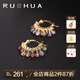 若華（RUOHUA）雀月 彩色糖果碧璽耳環(huán)耳飾女S925銀生日禮物送女友禮物 3.5-4.5mm