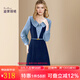 迪菲麗格娃娃領(lǐng)氣質(zhì)假兩件連衣裙女2024春季新款收腰顯瘦撞色裙子 圖片色 XL