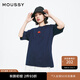 moussy x STUDIOWEAR 女裝新品涂鴉印花短袖T恤028HS490-1201 140藏青色 均碼