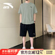 安踏冰絲運(yùn)動(dòng)套裝男2025夏季速干透氣短袖t恤男休閑健身衣跑步運(yùn)動(dòng)服 豆灰色/基礎(chǔ)黑【速干運(yùn)動(dòng)套裝】 XL/180
