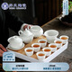 蘇氏陶瓷（SUSHI CERAMICS） 功夫茶具套裝簡約白瓷茶杯帶竹面儲水式茶盤套組
